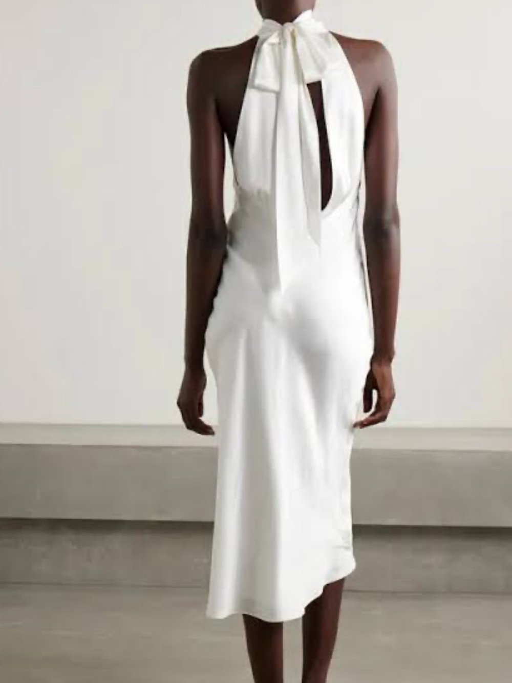 OLIVIA VON HALLE Greta Ivory Silk Habotai Halter Neck Dress - Picture 5 of 13